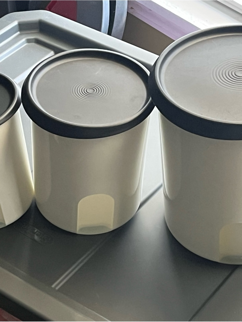 Tupperware one touch CanisterStorage Set with Black Lids - Home Kitchen